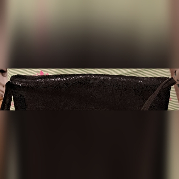 Michael Kors Sparkle Metallic Texture Black Suede Evening Clutch Purse Hand Bag - Picture 8 of 14